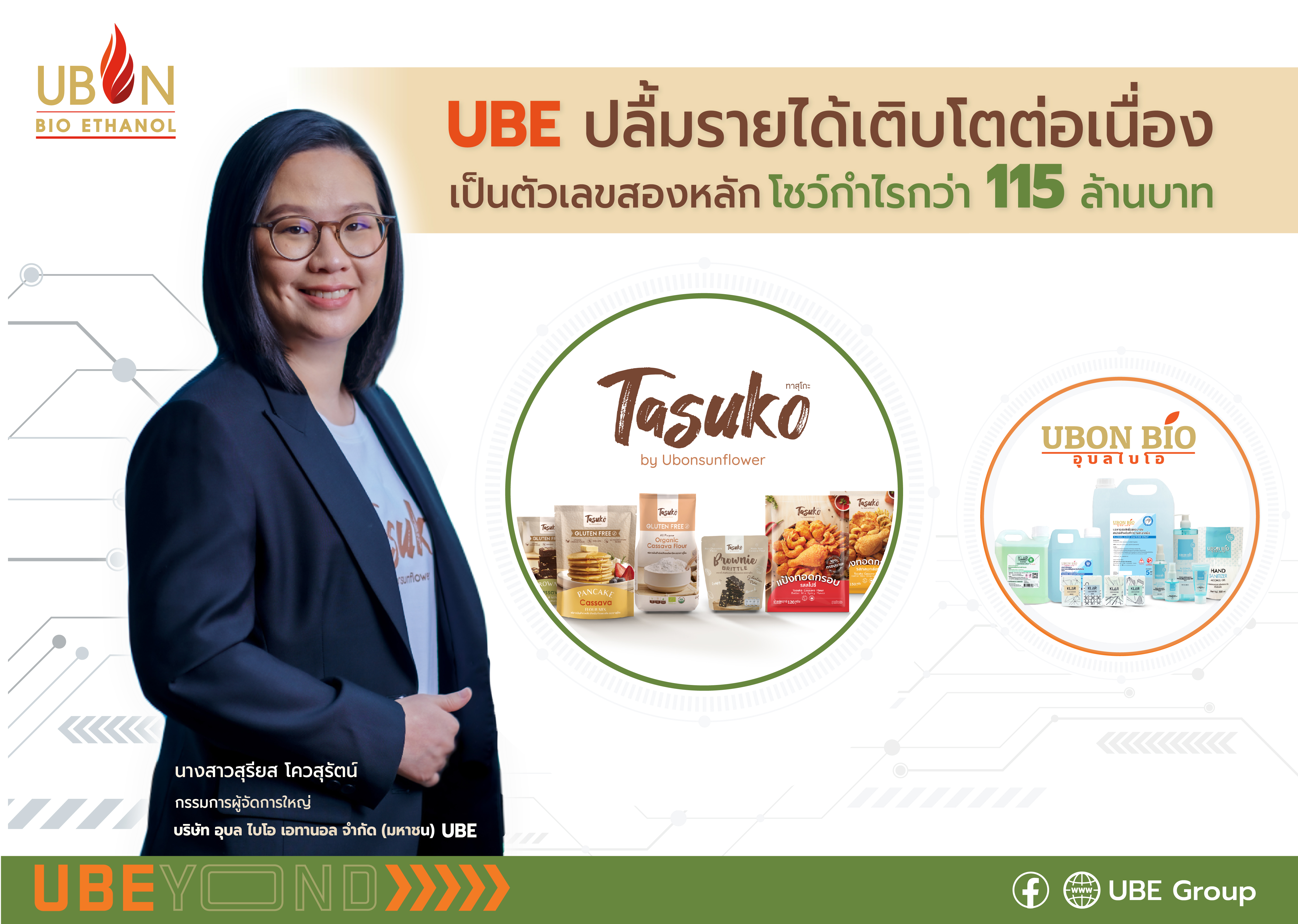 UBE ปลื้มรายได้เติบโตต่อเนื่องเป็นตัวเลขสองหลัก โชว์กำไรกว่า 115 ล้านบาท